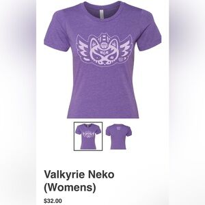 Sumofish Purple Valkyrie Neko Women’s T Shirt In Kanji Text Size M NWT’s